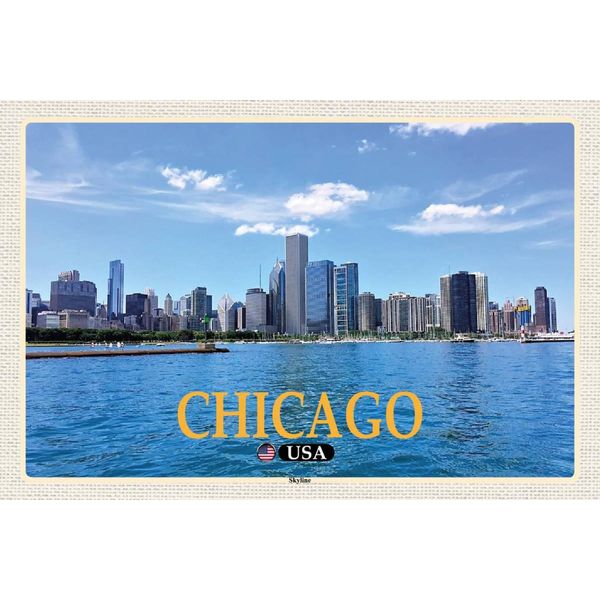Vianmo Insegna In Legno 12X18 Cm Chicago Usa Skyline HochhäUser-image