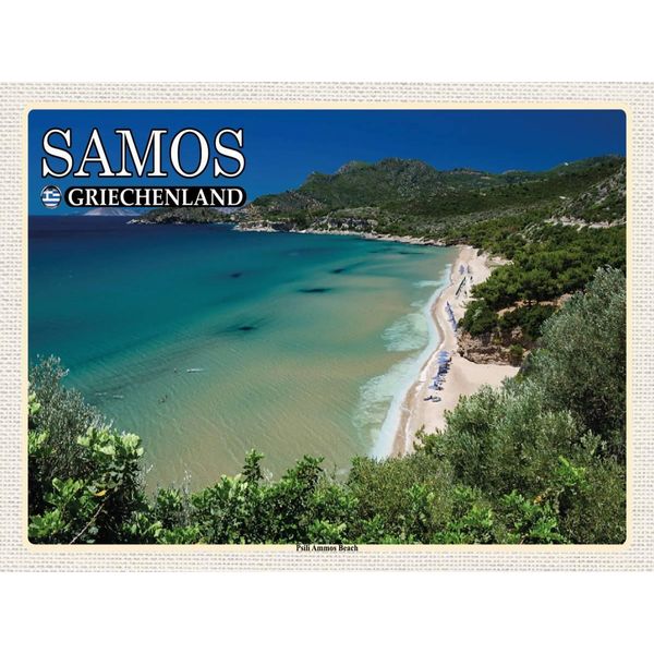 Vianmo Insegna In Legno 30X40 Cm Samos Griechenland Psili Ammos Beach-image
