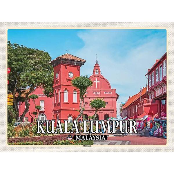 Vianmo Insegna In Legno 30X40 Cm Kuala Lumpur Malaysia Malakka Stadt Kirche-image