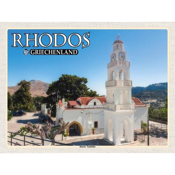 Vianmo Insegna In Legno 30X40 Cm Rhodos Griechenland Kloster Tsambika-image