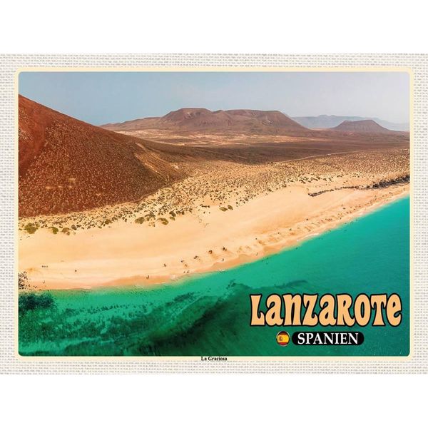 Vianmo Insegna In Legno 30X40 Cm Lanzarote Spanien La Graciosa Insel-image
