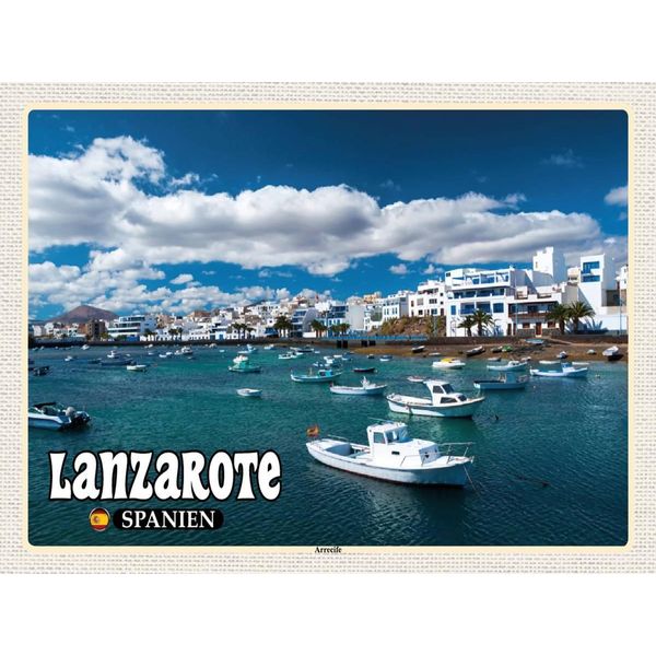 Vianmo Insegna In Legno 30X40 Cm Lanzarote Spanien Arrecife Stadt Meer-image