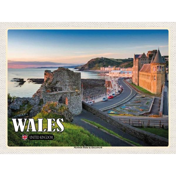 Vianmo Insegna In Legno 30X40 Cm Wales United Kingdom Mystische Ruine-image