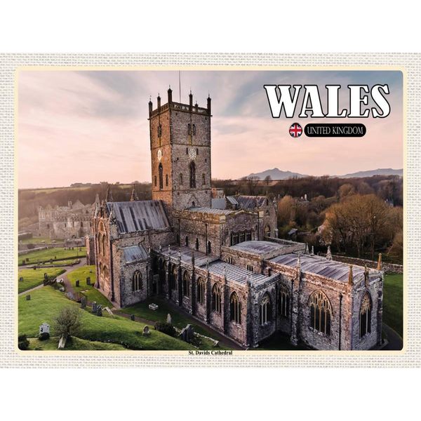 Vianmo Insegna In Legno 30X40 Cm Wales United Kingdom St. Davids Cathedral-image
