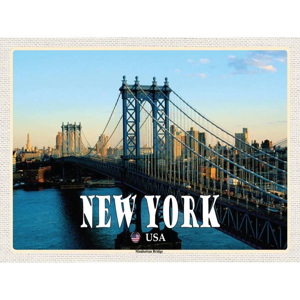 Vianmo Insegna In Legno 30X40 Cm New York Usa Manhattan Bridge BrüCke-image