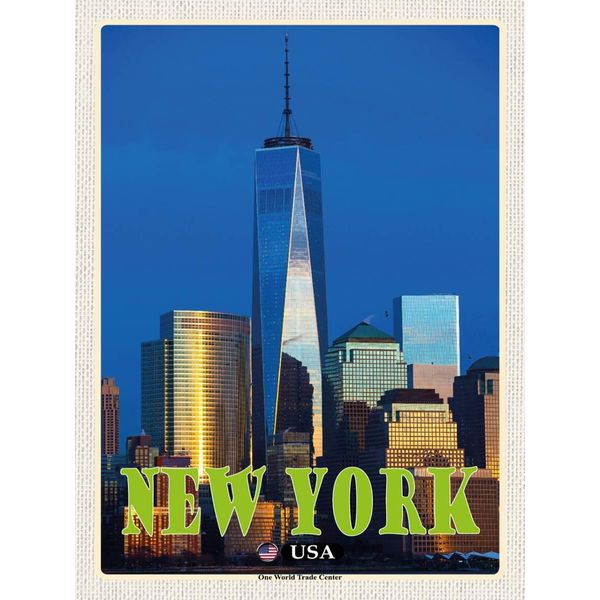 Vianmo Insegna In Legno 40X30 Cm New York Usa One World Trade Center-image