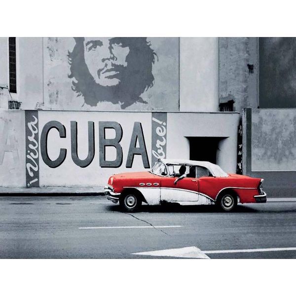 Vianmo Insegna In Legno 30X40 Cm Cuba Guevara Auto Rot Oldtimer-image