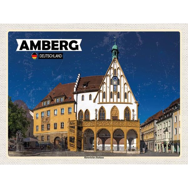 Vianmo Insegna In Legno 30X40 Cm Amberg Historisches Rathaus-image