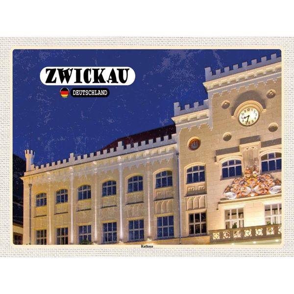 Vianmo Insegna In Legno 30X40 Cm Zwickau Rathaus-image