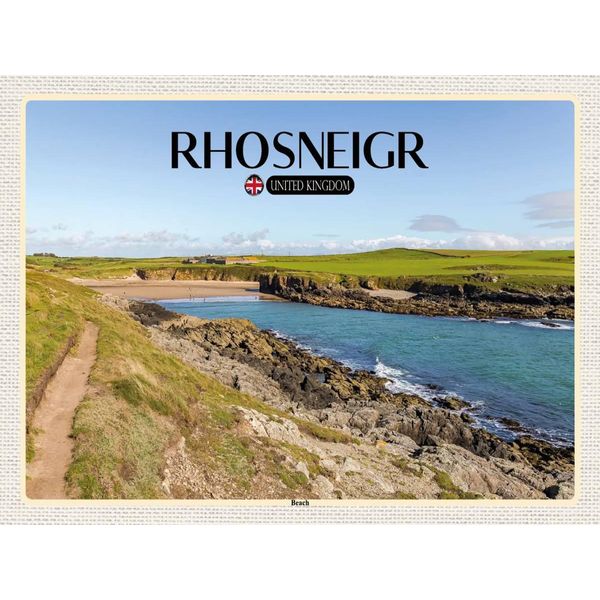 Vianmo Insegna In Legno 30X40 Cm Rhosneiger Beach England Uk-image