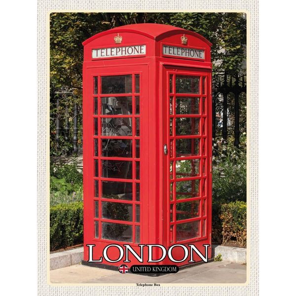 Vianmo Insegna In Legno 40X30 Cm London United Kingdom Telephone Box-image