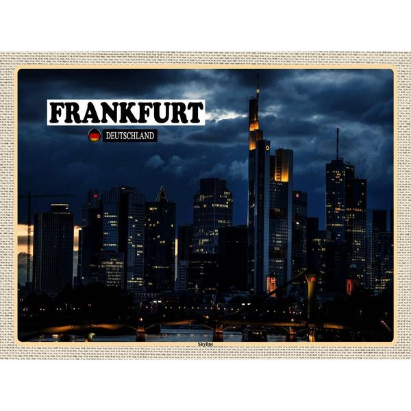 Vianmo Insegna In Legno 30X40 Cm Frankfurt Skyline Wolkenkratzer-image