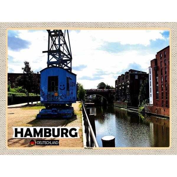 Vianmo Insegna In Legno 30X40 Cm Hamburg Barmbeck Fluss-image