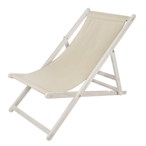 Sedia A Sdraio Lettino Da Spiaggia Bianco Lettino Da Giardino Pieghevole Lettino Prendisole Sedia Da Spiaggia Beige-image