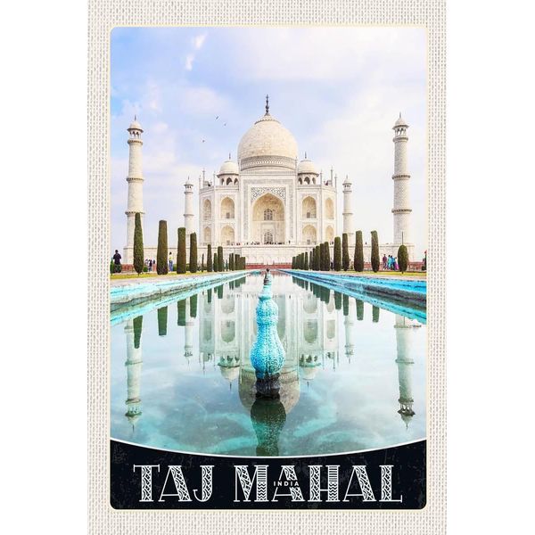 Vianmo Insegna In Legno 18X12 Cm Taj Mahal Indien Vordergarten-image