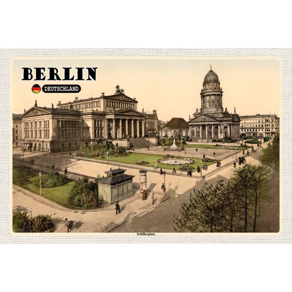 Vianmo Insegna In Legno 12X18 Cm Berlin Schillerplatz-image