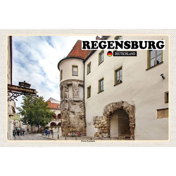 Vianmo Insegna In Legno 12X18 Cm Regensburg Porta Practoria Schloss-image