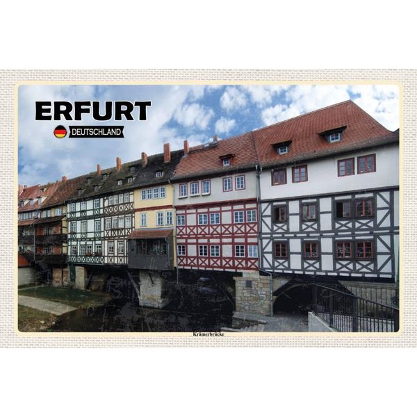 Vianmo Insegna In Legno 12X18 Cm Erfurt KräMerbrüCke-image