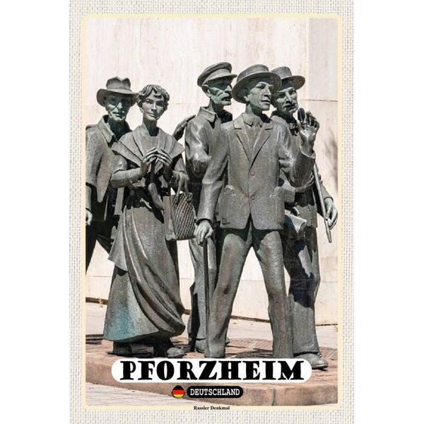 Vianmo Insegna In Legno 18X12 Cm Pforzheim Rassler Denkmal Skulptur-image