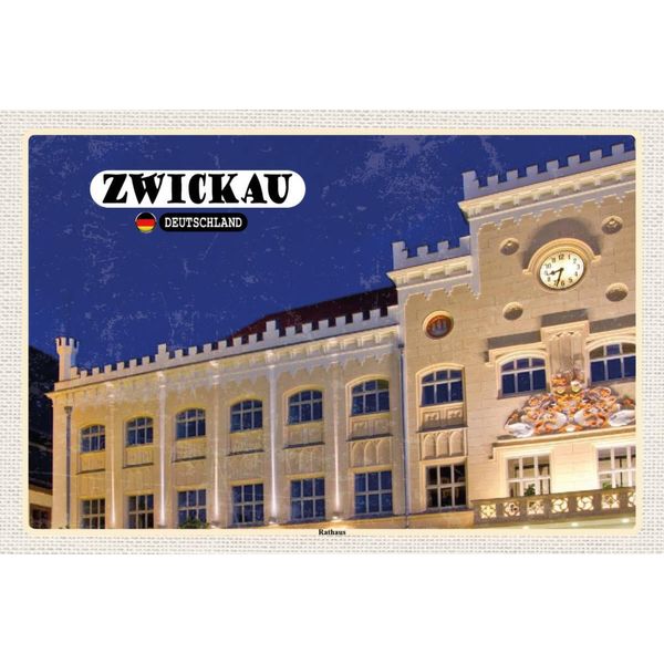 Vianmo Insegna In Legno 12X18 Cm Zwickau Rathaus-image