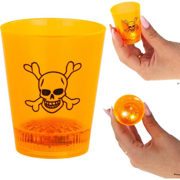 Zucca Di Halloween In Vetro Con Teschio Luminoso A Led-image