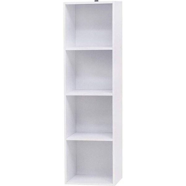 Libreria 4 Scomparti - Armadio Portaoggetti - Bianco - 30X24X106 Cm-image