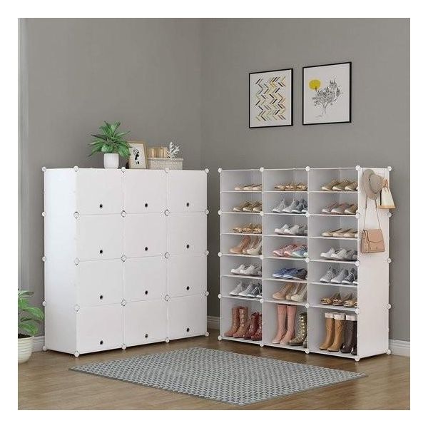 Scarpiera, Scarpiera A 7 Livelli, Deposito Per 42 Paia Di Scarpe E Stivali, Scarpiera In Plastica, Organizzatore Di Scarpe Per Corridoio, Camera Da Letto, Ingresso, Bianco-image