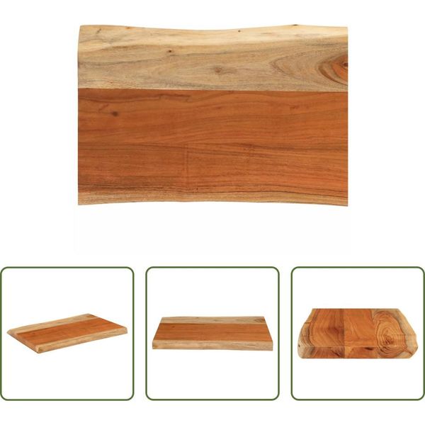 The Living Store Piano D'appoggio 50X40X3,8 Cm Rettangolare In Legno Massiccio Di Acacia Bordo Albero-image