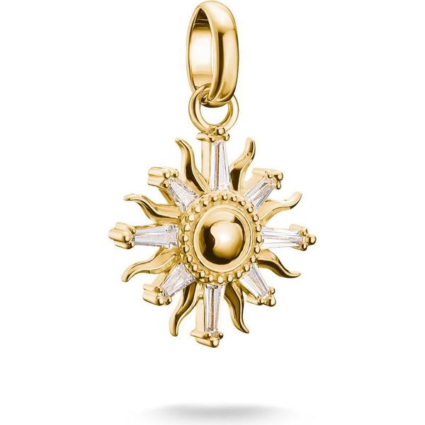 Ciondolo Thomas Sabo, Sole Con Gemme Bianche, In Argento, Placcato Oro - Thomas Sabo Modello: CC1246-414-14-image