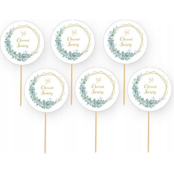 Topper Pickers Decorazione Torta Cupcakes Santo Battesimo Battesimo Boho 6Pcs-image