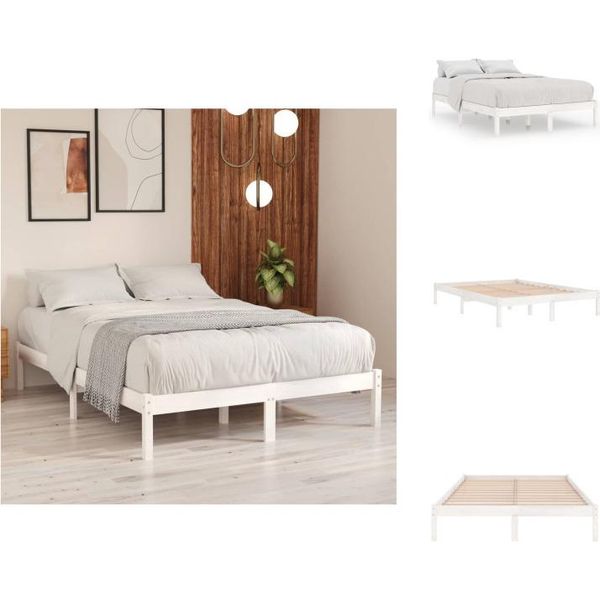 Vidaxl Letto In Legno Massiccio Bianco 135X190 Cm - Letti E Reti-image