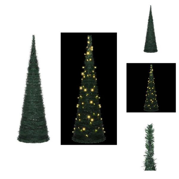 Vidaxl Albero Di Natale Artificiale Pop-Up Con Illuminazione Verde 150 Cm - Alberi Di Natale-image