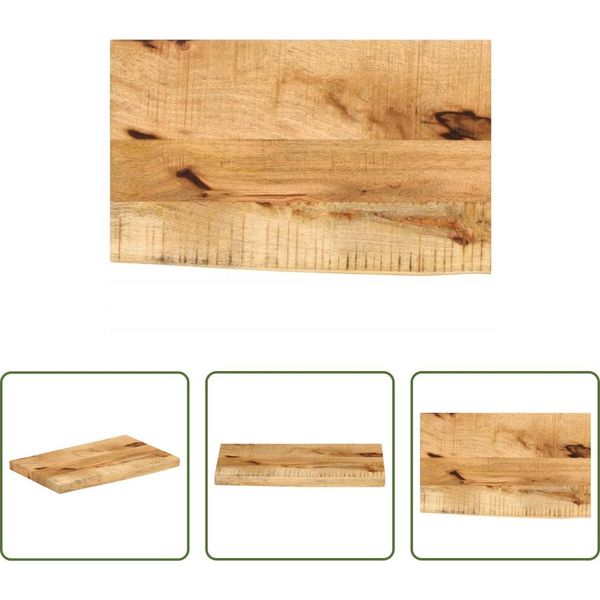 The Living Store Piano Del Tavolo 50X40X3,8 Cm Bordo Albero In Legno Massiccio Legno Di Mango Grezzo-image