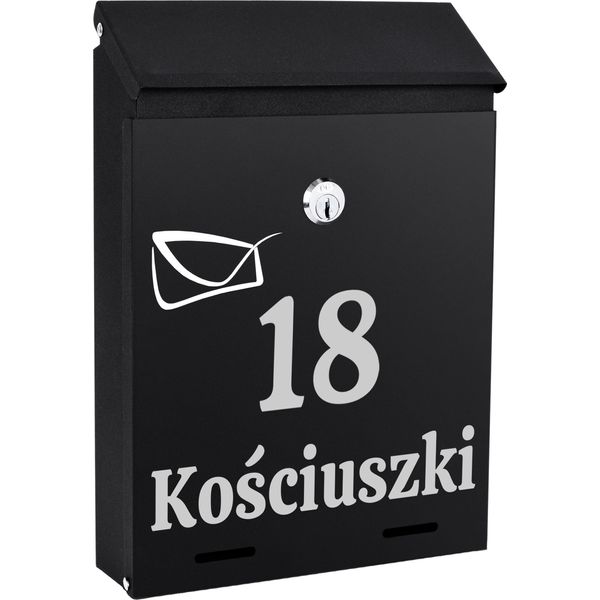 Cassetta Delle Lettere Con Numero Civico E Nome Della Strada Nero-image