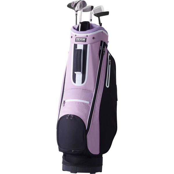 Vevor Sacca Da Golf Con Divisorio Superiore A 14 Vie, Sacca Da Golf Premium Lunga 91,4 Cm (36 Pollici) Con Tasche Multiple, Sacche Da Golf Resistenti Con Manici, Copertura Antipolvere E Tracolla Staccabile Per Uomo E Donna, Nero/Viola-image