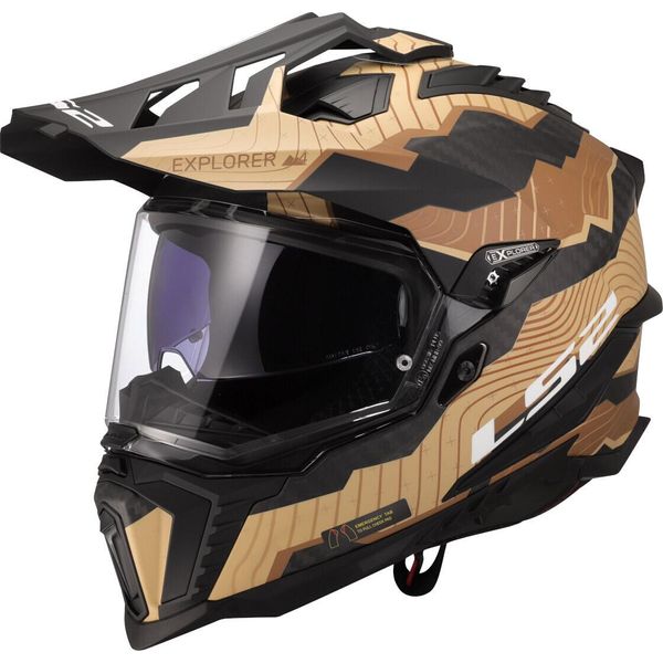 LS2 MX701 Explorer Carbon Trick Motocross Helm, Sabbia Opaca, M (57/58)-image