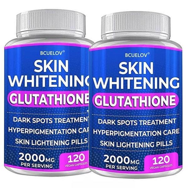 Glutatione 2000 Mg (2X120 Capsule) Integratore Alimentare, Schiarente Della Pelle, Antiossidante, Anti-Invecchiamento, Cura Del Viso-image