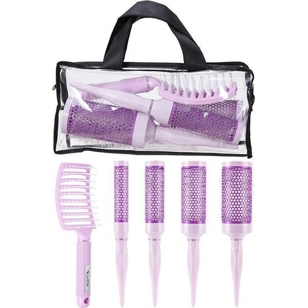 Inf Set Di 5 Spazzole Per Capelli 3D Airbag - Kit Viola Per Tutti I Tipi Di Capelli-image