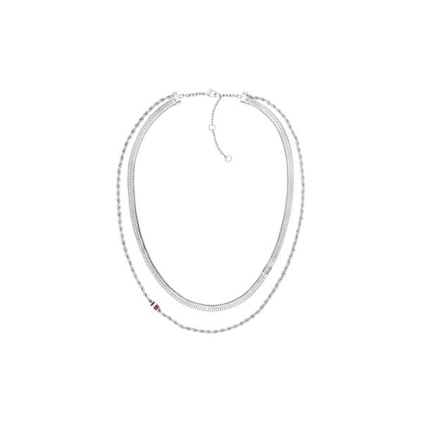 Edelstahlkette Tommy Hilfiger "Layered Set", Edelstahlfarben, Halsketten, Damen, Edelstahl, L: 45,5 B: 5Mm, Edelstahlkette, B:5Mm-image