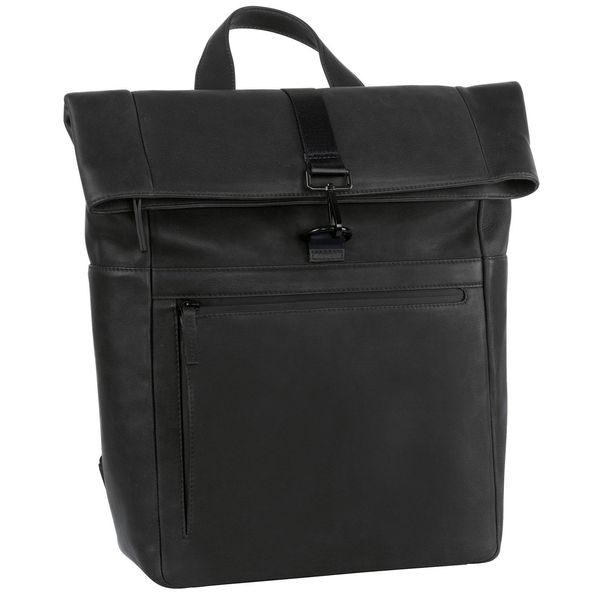 Leonhard Heyden Pelle Zaino Per Il Tempo Libero Zaino Con Scomparto Per Laptop Den Haag Rolltop Backpack Black Nero-image