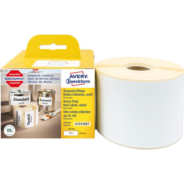 Avery Zweckform A1933087, Etichette In Rotolo, 59 X 190 Mm, 170 Etichette / 1 Rotolo, Bianco-image
