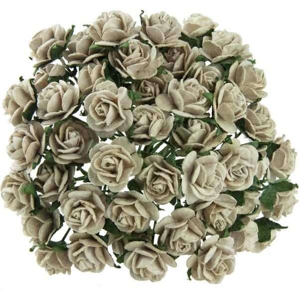 Rosen Aperto 20 Mm 50 Pezzi Scrapbooking Fiori Di Carta Di Gelso Colore Caffè-image