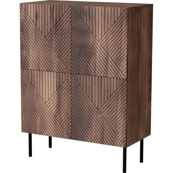 Dmora Credenza Esmoriz 40X118X89H Cm Marrone Noce, 4 Ripiani 8 Vani-image