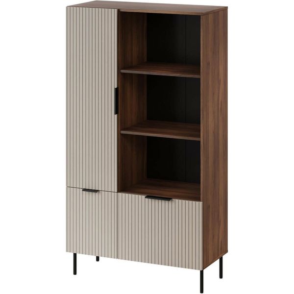 Dmora Libreria Odivelas 42X165X90H Cm Marrone Noce, 6 Ripiani 3 Ante-image