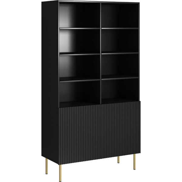 Dmora Libreria Estremoz 42X100X176.5H Cm Nero, 10 Ripiani 2 Ante-image