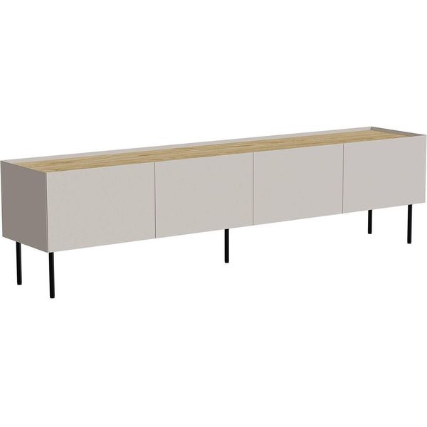 Dmora Mobile Porta Tv Novas 40X200X52H Cm Beige Rovere, Un Ripiano 4 Vani-image