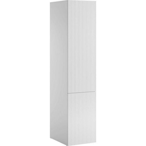 Dmora Armadio Multiuso 1 Anta Abrantes 55.5X198.5H Cm Bianco, 4 Ripiani Un'anta-image