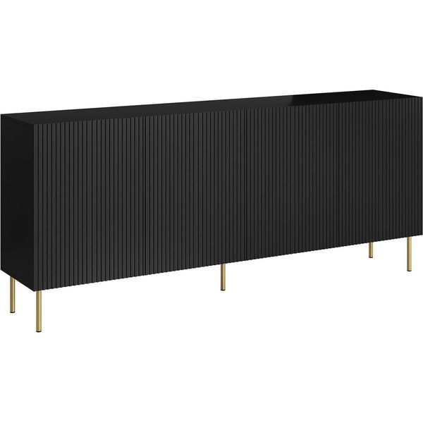 Dmora Credenza Cartaxo 42X200X82H Cm Nero, 4 Ripiani 8 Vani-image