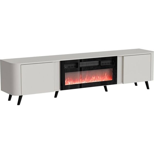 Dmora Mobile Porta Tv Tomar 40X190.5X58H Cm Beige, 2 Ripiani 2 Vani-image