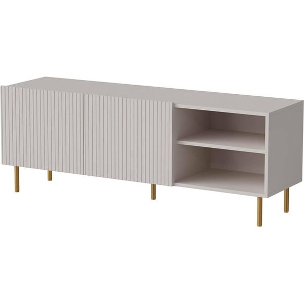 Dmora Mobile Porta Tv Guarda 42X150X52H Cm Beige, 3 Ripiani 6 Vani-image